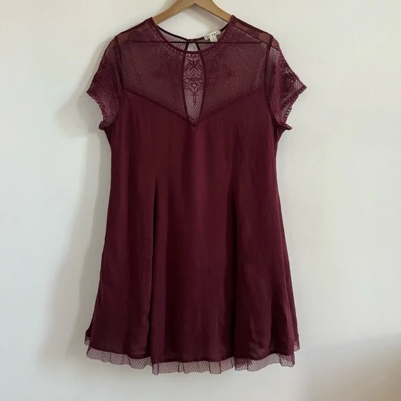 Francesca's Collections | Dresses | Deep Wine Color Lace Overlay Dress |  Poshmark